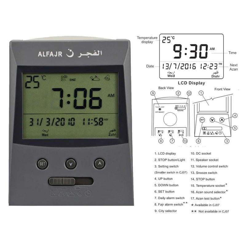 Al-Fajr Table Azan Clock (CS-03)