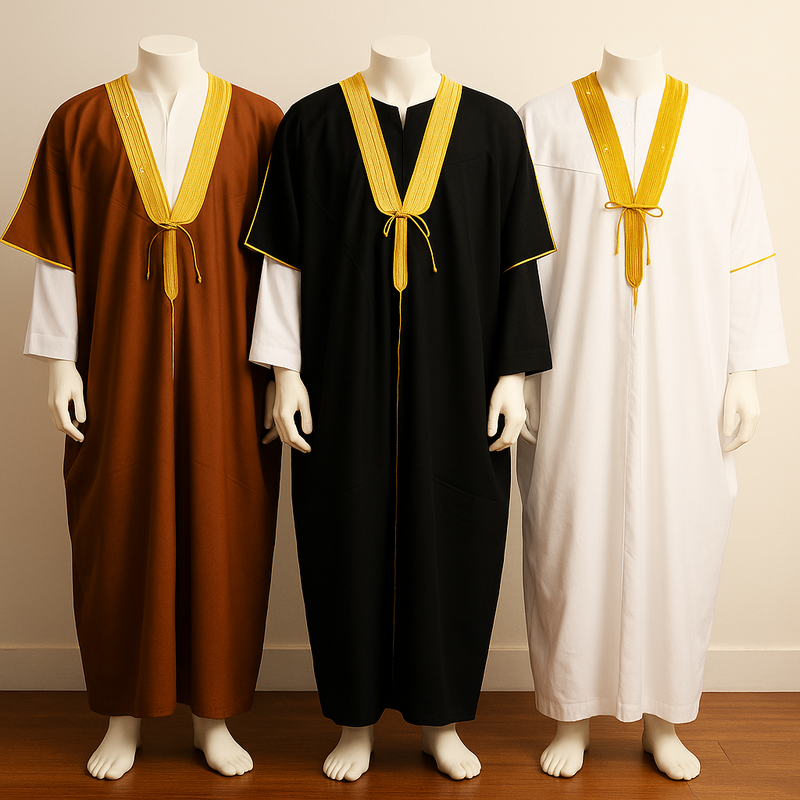 Imaam’s Over-Garment – Gold Embroidered Traditional Wear for Men | 3 Colours | FREE SIZE