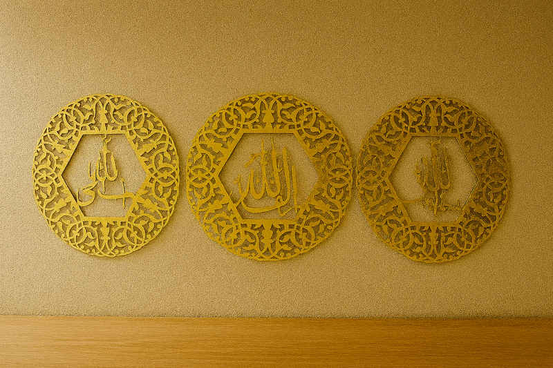 Round Home Deco Calligraphy – Set of 3 (Subhan Allah, Alhamdulillah, Allahu Akbar)
