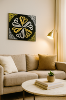 Square Home Deco Calligraphy – Allah (Black, Gold &amp; Silver Design)