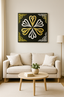 Square Home Deco Calligraphy – Allah (Black, Gold &amp; Silver Design)