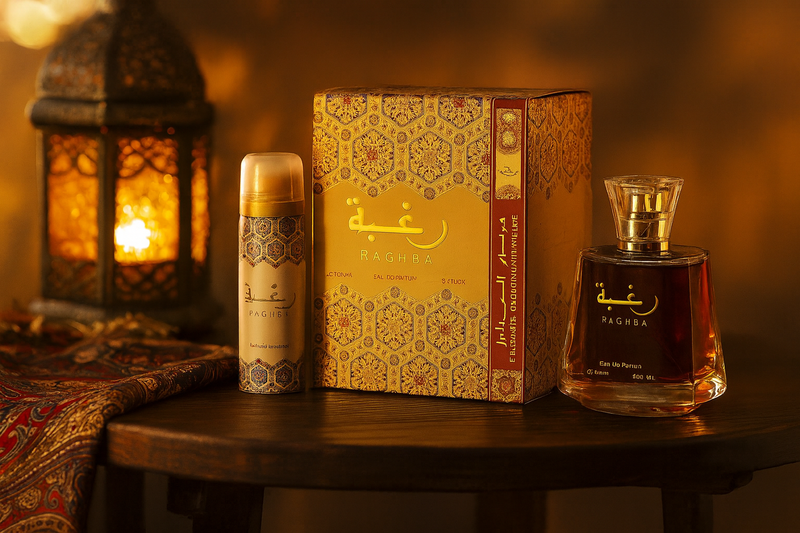 Raghba by Lattafa | 100ml Eau de Parfum + 20ml Deo | Oriental Vanilla & Oudh Fragrance