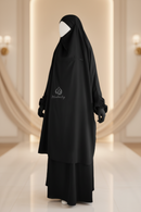 French Jilbab 1 Piece with Sleeves | Silky Nida Fabric (BLACK ONLY)- with 1 Layer Niqab
