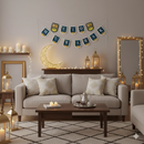 Eid Mubarak Navy & Gold Banner – Festive Decorative Bunting