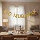 Eid Mubarak Banner – Elegant Gold Garland for Festive Decor