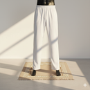 Men’s White Pants for Thobe – Lightweight Muslim Trousers with Elastic Waist