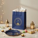 Eid Mubarak Navy & Gold Gift Bag – 25x33x13 cm Large Festive Carrier