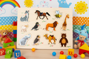 Kids Toy Puzzle – Arabic Animal Names Wooden Learning Board