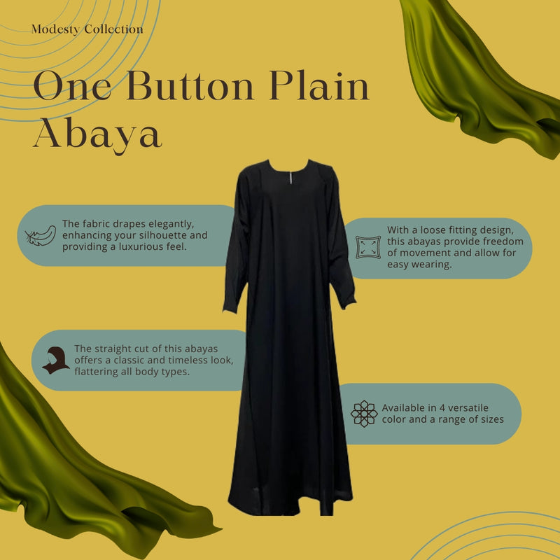 One Button Plain Abaya
