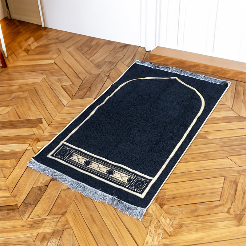 Prayer Mat Janamaz Kabah Black