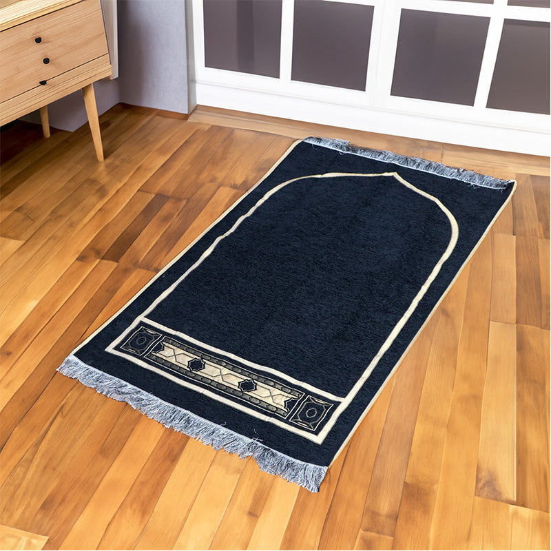 Prayer Mat Janamaz Kabah Black