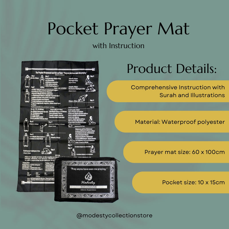 Pocket Prayer Mat - Black with Instructions