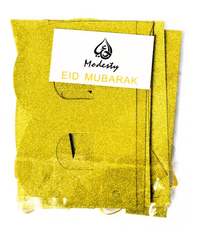 Eid Mubarak Letters Banner – Golden Glitter Party Decoration