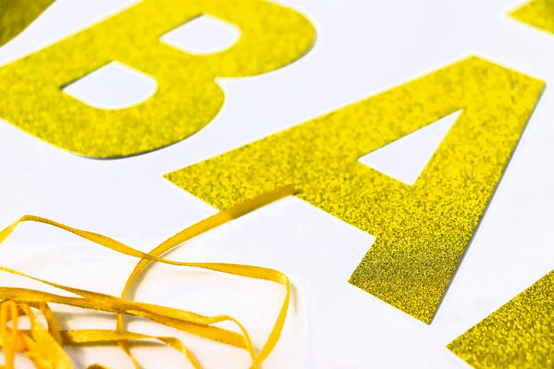 Eid Mubarak Letters Banner – Golden Glitter Party Decoration
