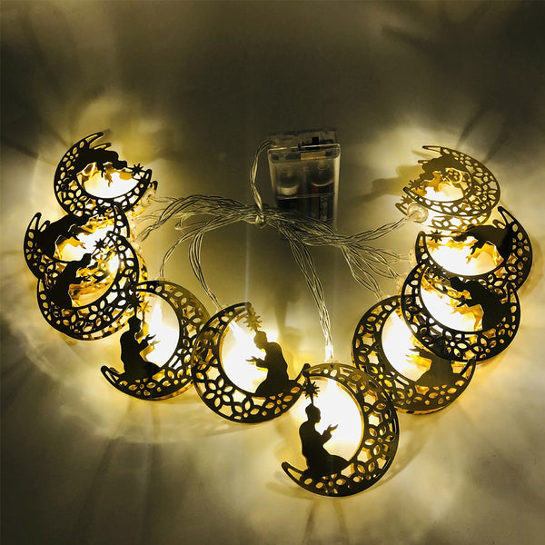 Eid LED Light Garland - Moon | 1.65M String Lights with 10 Warm LEDs