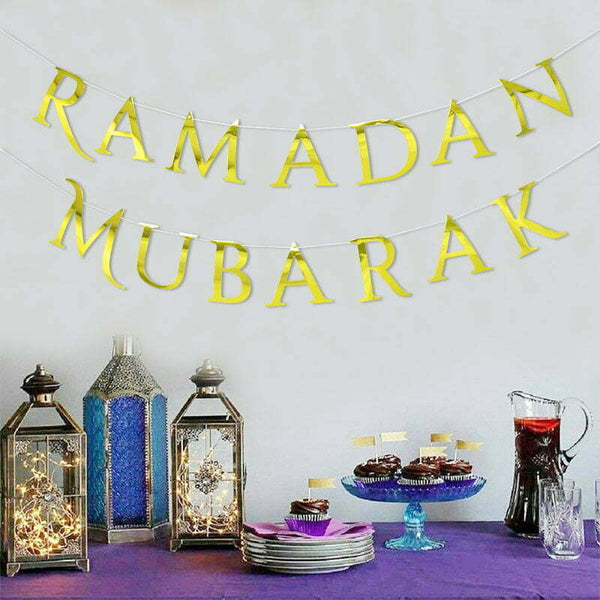 Ramadan Mubarak Letter Bunting | Hanging Banner for Eid & Ramadan Decor