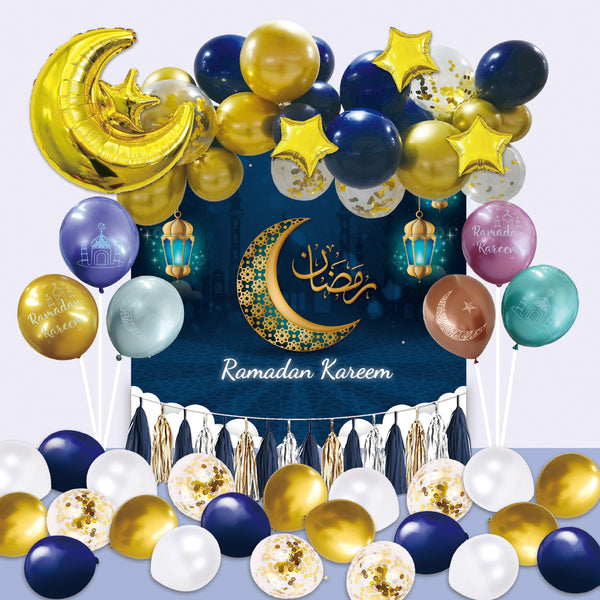 RAMADAN Party Decor Set - Balloons, Banner, and Festive Decorations