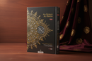 Compact A5 size Maqdis Al-Quran Al Kareem displaying original Arabic text with direct word-by-word English translation underneath and side margins showing Muhsin Khan translation.