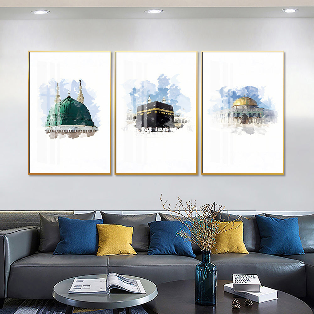 Three Piece Wall Frame | Three Harams | Makkah | Madina | Al Aqsa ...