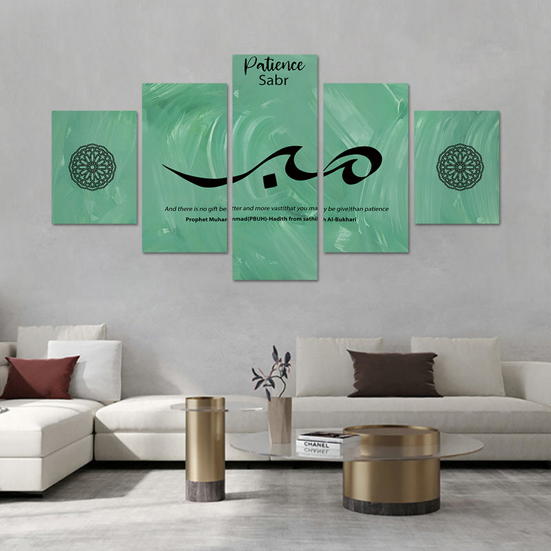Polyester Canvas Painting | Wooden Inner Frame | Sabr | Green and Black