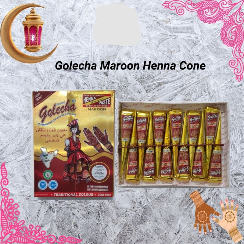 Natural Henna Cone | Pack of 12 | Maroon