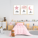 Three Piece Kids Wall frame | Pink and White | Alhamdulillah | Allahuakbar | Subhanallah