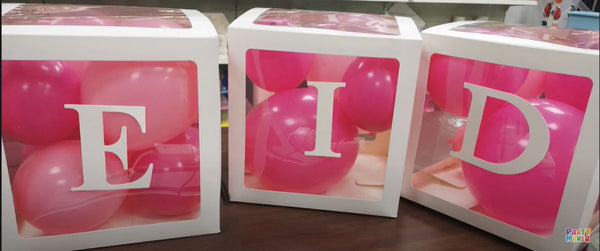 Eid While Balloon Boxes Set - pink